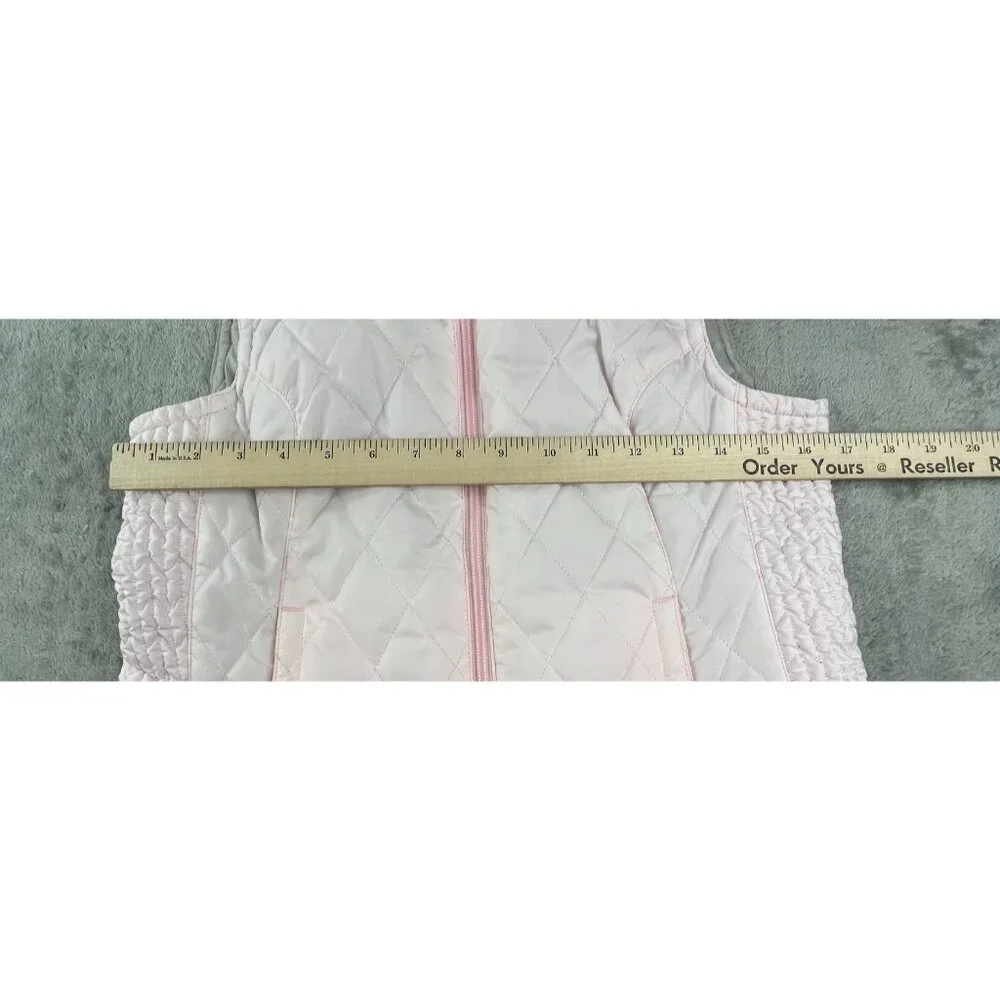 Vintage Nike Quilted Vest Womens Small Pink Faux Fur Collar Running Full Zip Y2K - Picture 7 of 14